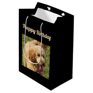 Sac Cadeau Moyen Joyeux chien doré d'anniversaire