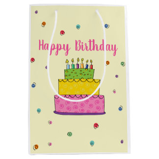 Sac Cadeau Moyen Joyeux gâteau d'anniversaire bougie Whimsical