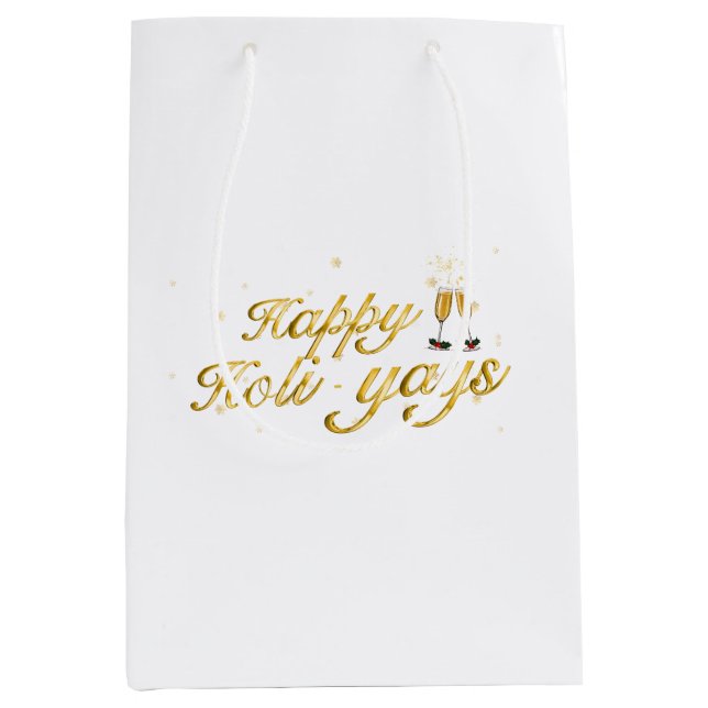 Sac Cadeau Moyen Joyeux Holi-Yays ! Design de fête (Devant)