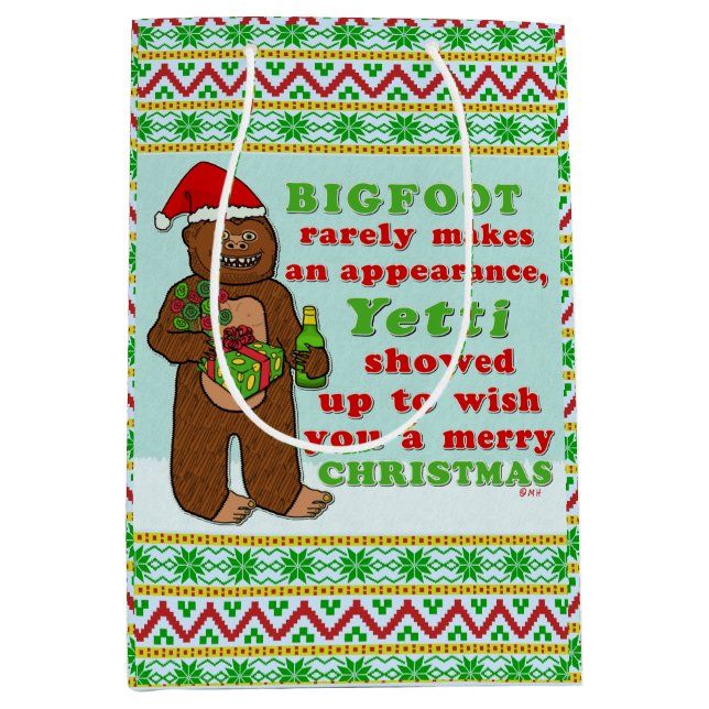 Sac Cadeau Moyen Joyeux jeu de Noël de Bigfoot (Devant)