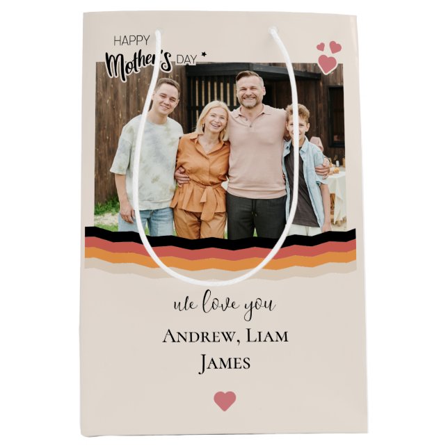 Sac Cadeau Moyen Joyeux jour de mère nous t'aimons (Devant)
