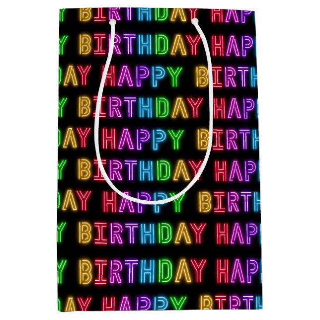 Sac Cadeau Moyen Joyeux Motif d'anniversaire (Devant)