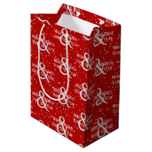 Sac Cadeau Moyen Joyeux Noël Bonne Année Et Snowflakes
