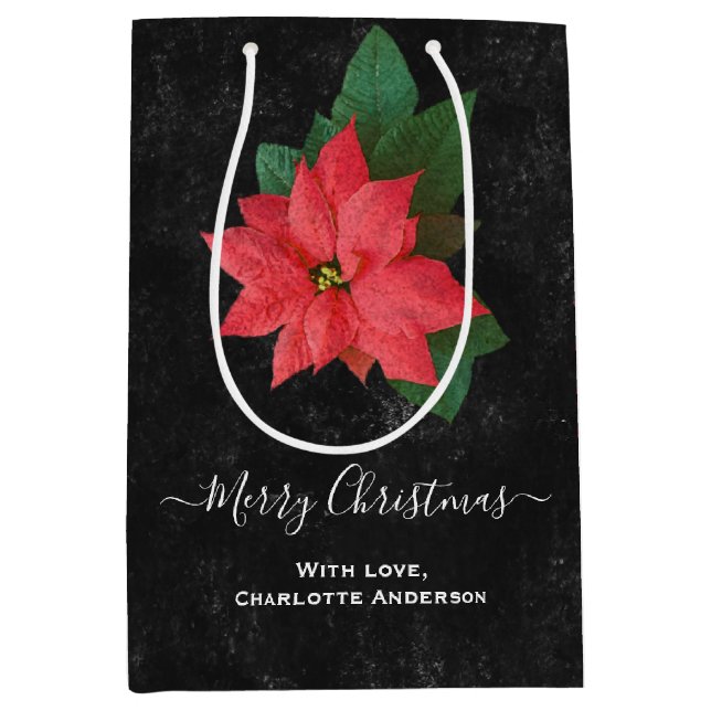 Sac Cadeau Moyen Joyeux Noël Botanique Rustique (Devant)