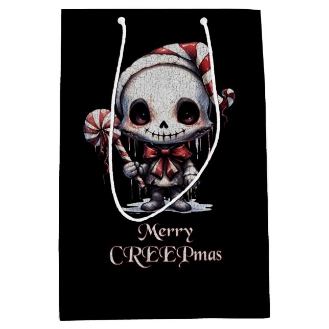 Sac Cadeau Moyen Joyeux Noël Éffrayant gothique (Devant)
