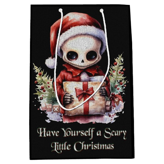 Sac Cadeau Moyen Joyeux Noël Éffrayant gothique (Devant)