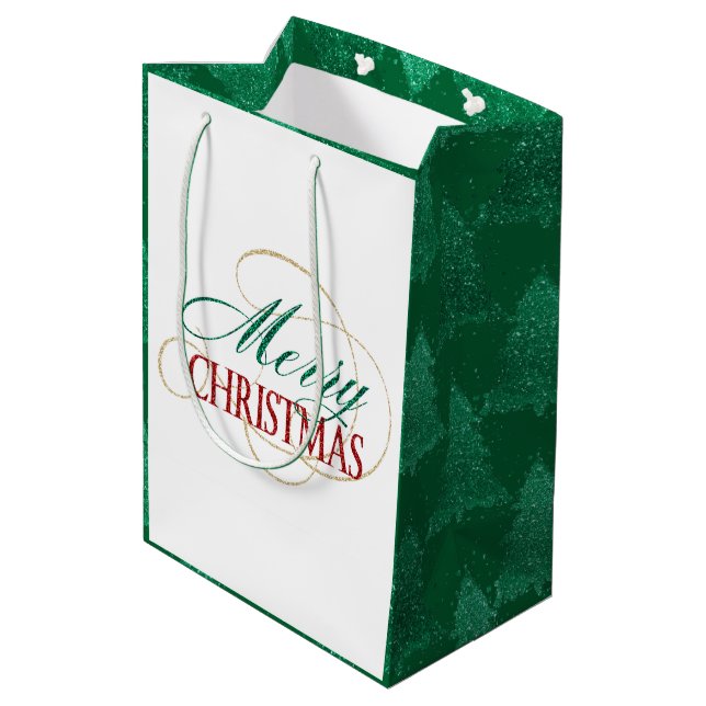 Sac Cadeau Moyen Joyeux Noël Élégant moderne Script de vacances (Dos Angle)