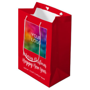 Sac Cadeau Moyen Joyeux Noël et Bonne Année Élégant Personnalisé