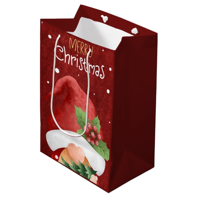 Sac Cadeau Moyen Joyeux Noël Gnome Medium Cadeau (Devant Angle)