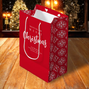 Sac Cadeau Moyen Joyeux Noël mignon Whimsical Red Snowflake