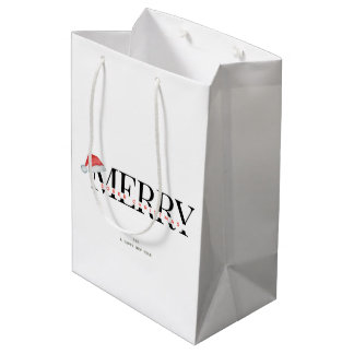 Sac Cadeau Moyen Joyeux Noël moderne et branché