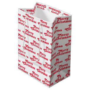 Sac Cadeau Moyen "Joyeux Noël" rouge blanc cadeau de vacances