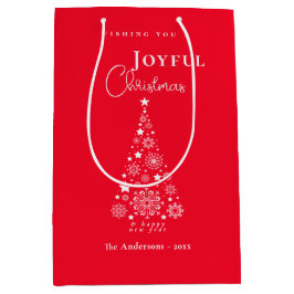 Sac Cadeau Moyen Joyeux Noël Rouge Festif