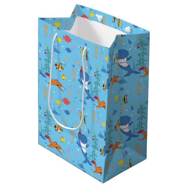 Sac Cadeau Moyen Joyeux Noël Shark (Devant Angle)