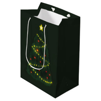 Sac Cadeau Moyen Joyeux Noël sous un arbre de Noël brillant