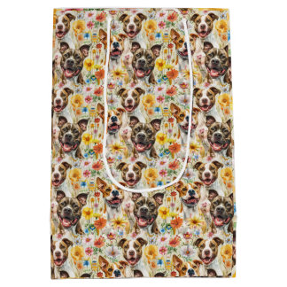 Sac Cadeau Moyen Joyeux Pitbull Chiens, Pit Bulls