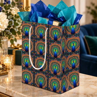 Sac Cadeau Moyen Kaleidoscope de paon Ton de bijou