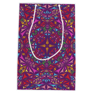 Sac Cadeau Moyen Kaleidoscope Violet Motif Orné