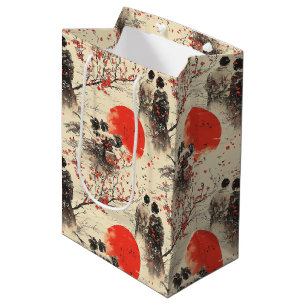 Sac Cadeau Moyen Kimono Couple Sakura Romantique Motif (3)
