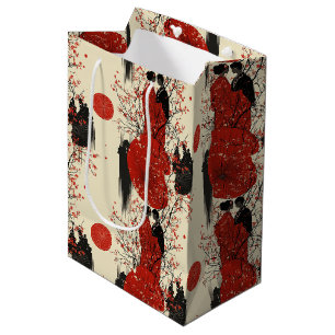 Sac Cadeau Moyen Kimono Couple Sakura Romantique Motif (4)