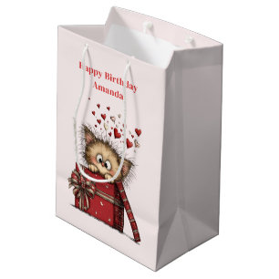 Sac Cadeau Moyen Kiton de dessin animé mignon avec joyeux anniversa