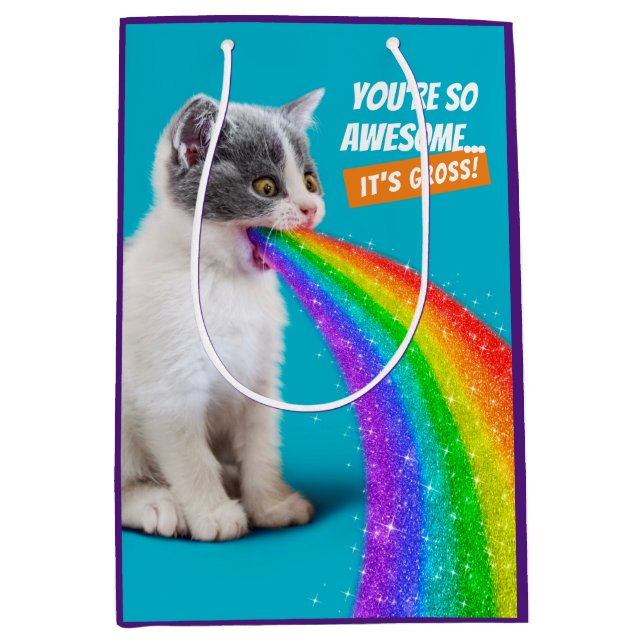 Sac Cadeau Moyen Kitten crache vers le ciel (Devant)