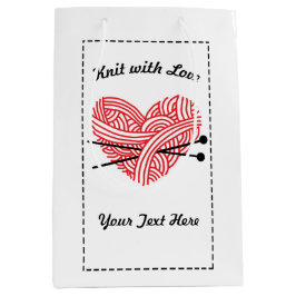 Sac Cadeau Moyen "Knit with Love" Coeur de fils