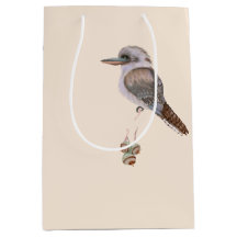 kookaburra et Eucalyptus sur pêche pâle 