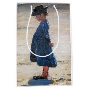 Sac Cadeau Moyen Kroyer - Petite fille debout sur Skagen Beach