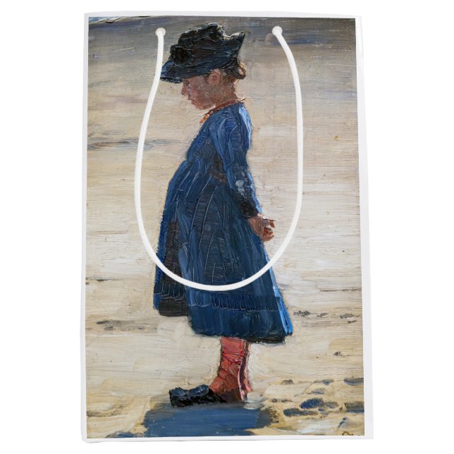 Sac Cadeau Moyen Kroyer - Petite fille debout sur Skagen Beach (Devant)