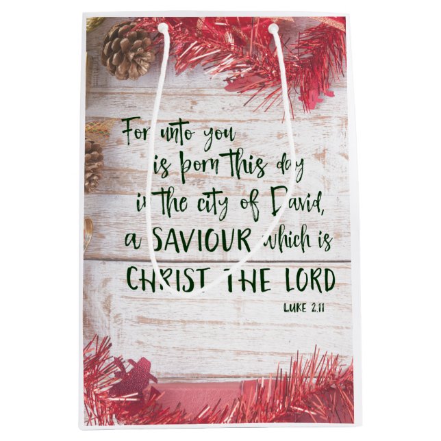 Sac Cadeau Moyen La Bible du KJV Verset Noël (Devant)