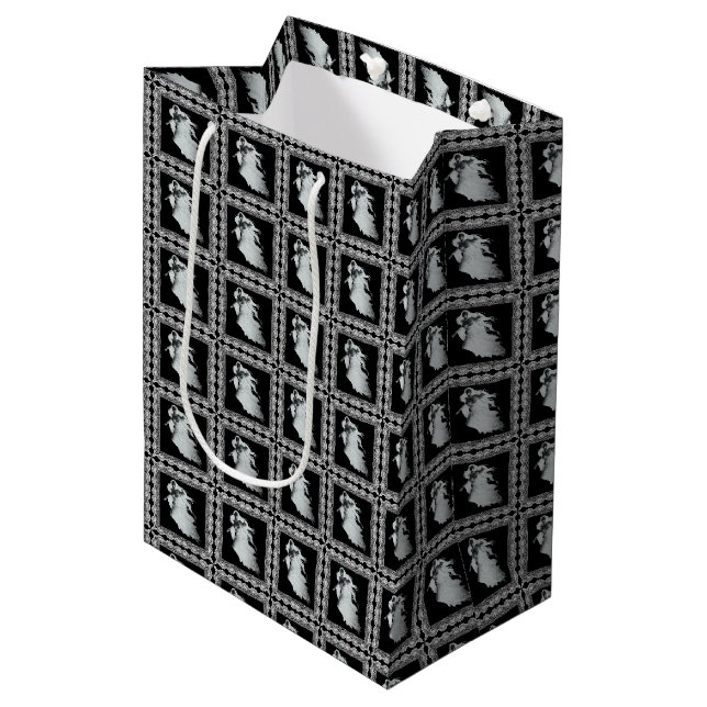 Sac Cadeau Moyen La Dame En Fantôme Blanc Halloween (Devant Angle)