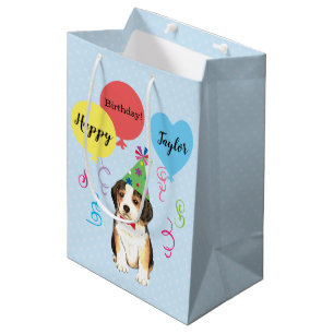 Sac Cadeau Moyen La fête d'anniversaire monte en ballon le beagle