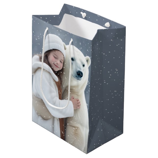 Sac Cadeau Moyen La fille et l'ours polaire (Devant Angle)