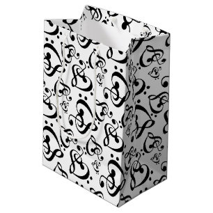 Sac Cadeau Moyen La musique note des coeurs de clef