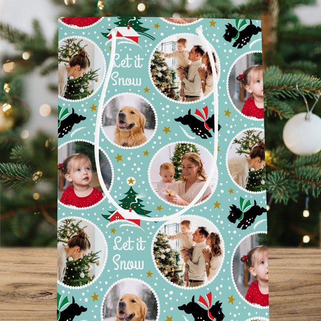 Sac Cadeau Moyen Laisser la neige Scottie Chien s'amuser Custom Pho (Créateur téléchargé)