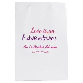 Sac Cadeau Moyen L'AMOUR EST UNE AVENTURE ROSE VIOLET PLuie DE MARI