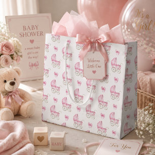 Sac Cadeau Moyen Landième de bébé rose & Aquarelle d'arc