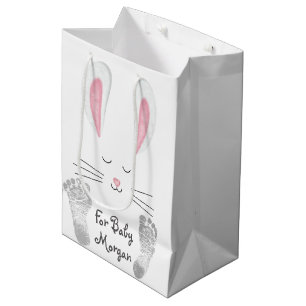 Sac Cadeau Moyen Lapin bébé avec empreintes