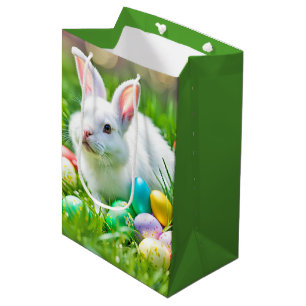 Sac Cadeau Moyen Lapin De Pâques Avec Oeufs