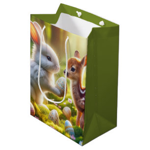 Sac Cadeau Moyen Lapin et Pauvreté avec oeufs de Pâques