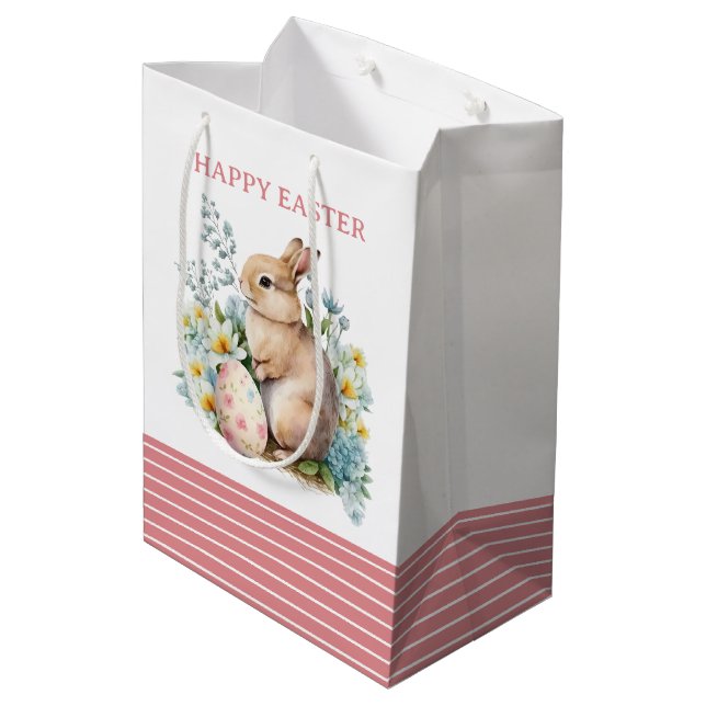 Sac Cadeau Moyen Lapin & Oeuf Floral (Dos Angle)