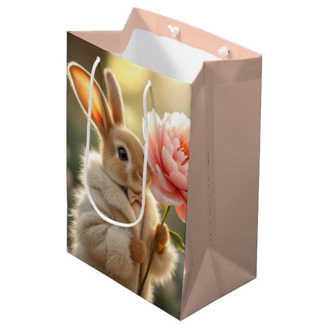 Sac Cadeau Moyen Lapin Portant un manteau de fourrure (Devant Angle)