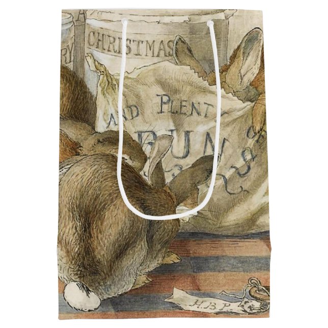 Sac Cadeau Moyen Lapins de Noël dans la boulangerie (Dos)