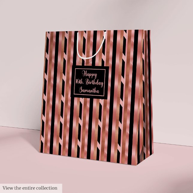 Sac Cadeau Moyen Large Gift Bag Rose Gold Glitter 16th Birthday  (Large Gift Bag Rose Gold Glitter 16th Birthday )