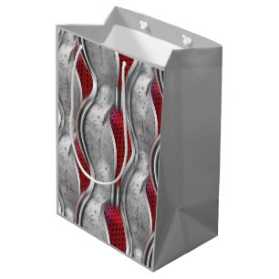 Sac Cadeau Moyen L'aspect Gras métal 3D gris rouge texture