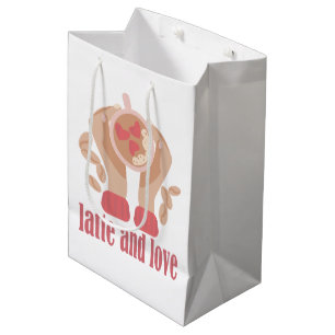 Sac Cadeau Moyen Latte et coupe d'amour, mains et citation de café