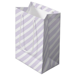 Sac Cadeau Moyen Lavande et Motif à diagonale blanche