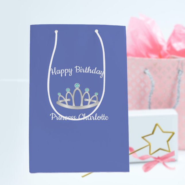 Sac Cadeau Moyen Lavender Blue Princesse Tiara Anniversaire (Créateur téléchargé)