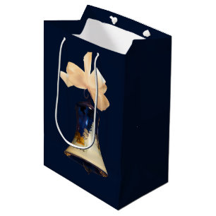 Sac Cadeau Moyen Le cadeau bleu de tintements du carillon de Noël